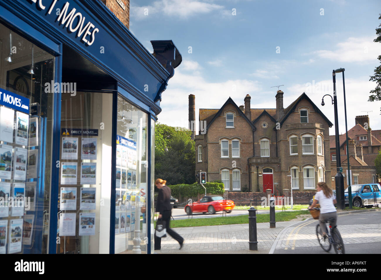 View from South Street with the Eldridge Pope chimney in the background, Dorchester Town Dorset county, England UK Stock Photo