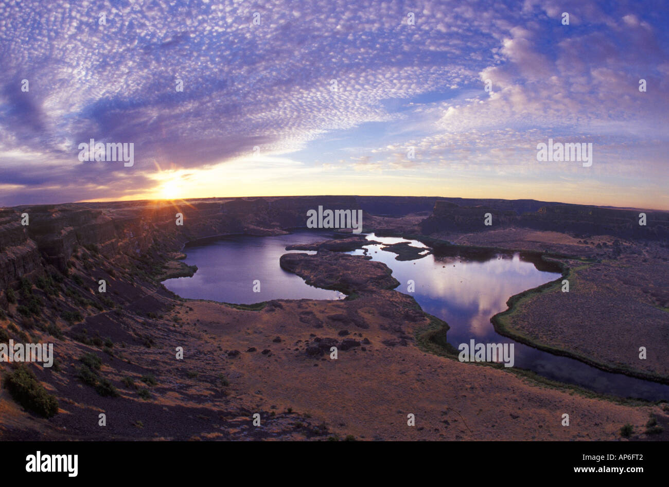 Sunrise over the Dry Falls near Coulee City, Washington Stock Photo Alamy