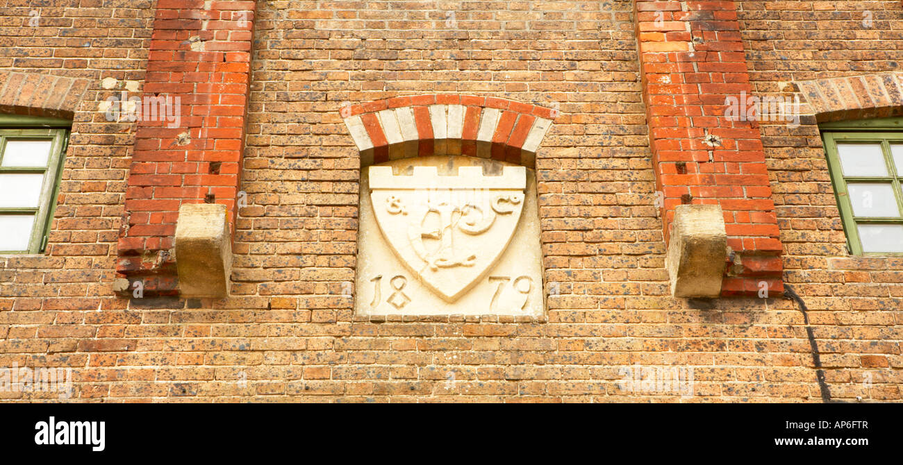 Eldridge Pope detail on a building, Dorchester Town, England, UK Stock Photo
