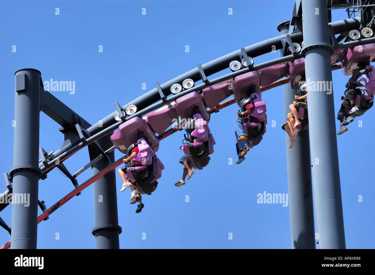 The roller coaster named T2 at Six Flags Kentucky Kingdom Stock Photo