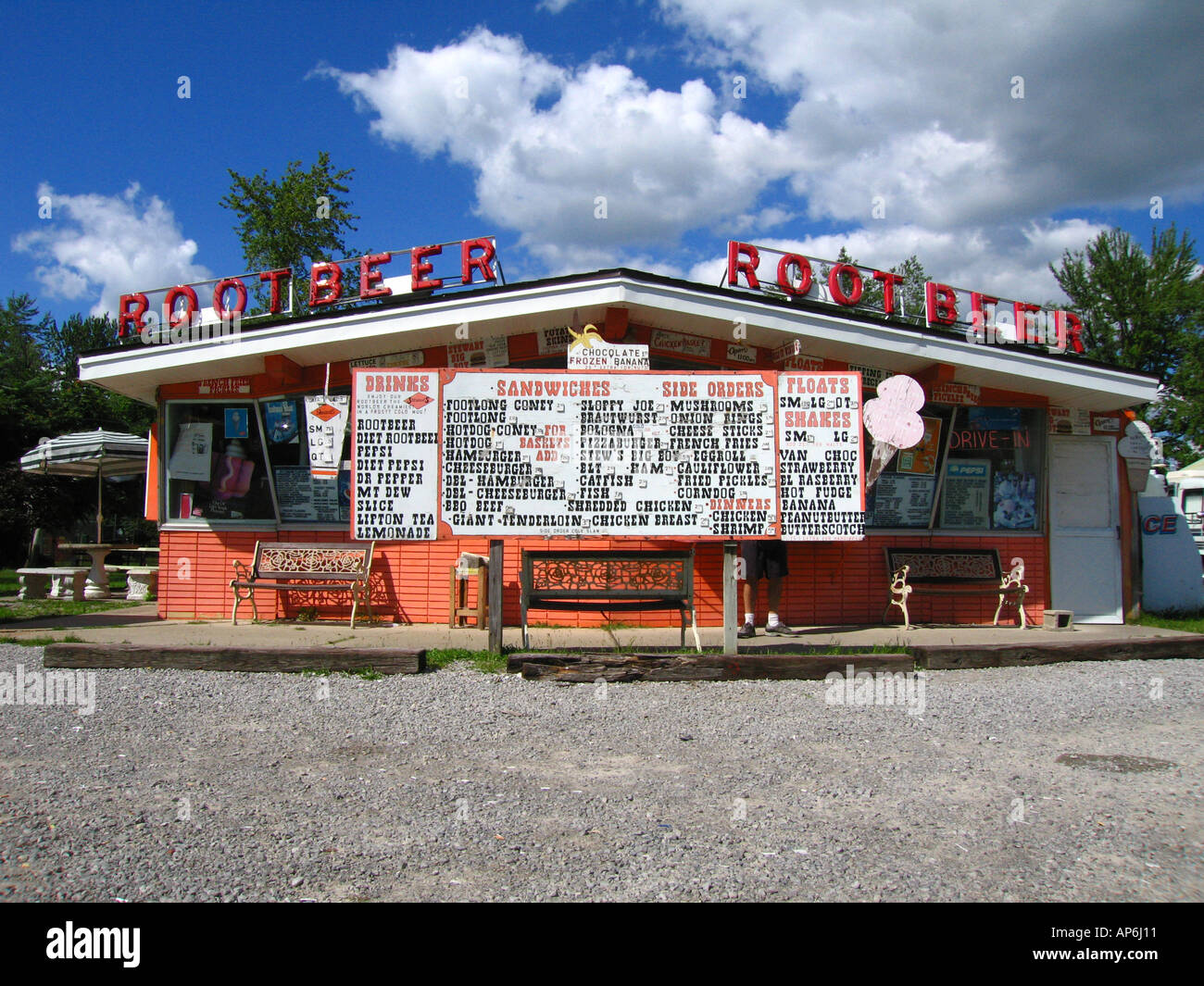 Old fashioned rootbeer stand Indian Lake, Ohio USA Stock Photo