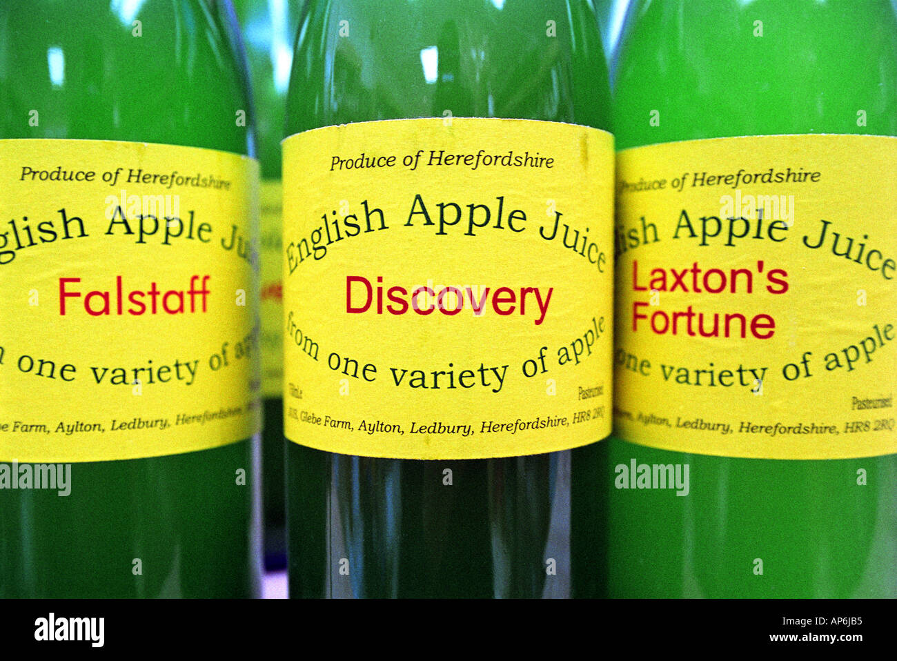 BOTTLES OF ENGLISH APPLE JUICE Stock Photo Alamy