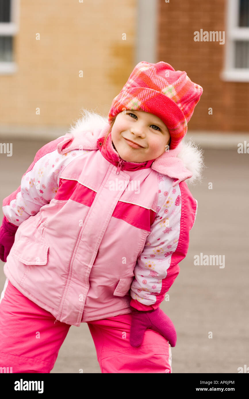 girl in pink jacket Stock Photo Alamy