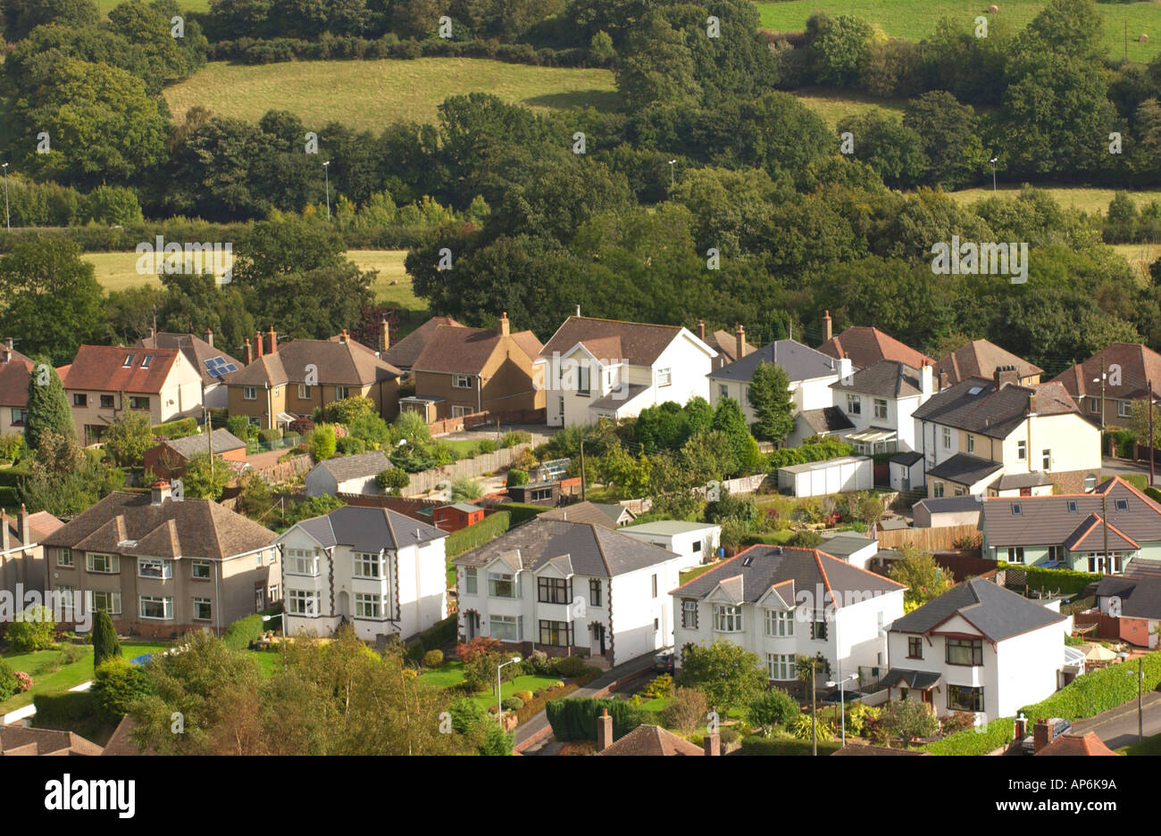 Estate of semidetached houses at New Inn near Pontypool Torfaen Gwent
