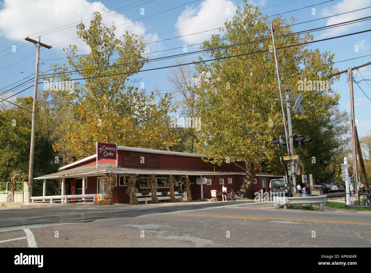 Century Cycles bicycle rental shop Cuyahoga Valley National Park Ohio Peninsula Ohio Stock Photo