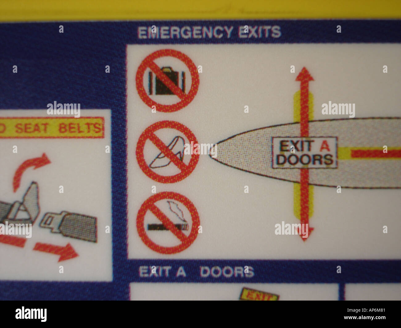 Aircraft passenger safety information card with emergency instructions