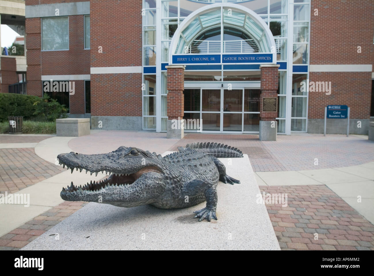 Ben Hill Griffin Stadium University of Florida campus Gainesville FL college school sports football alligator sculpture Stock Photo