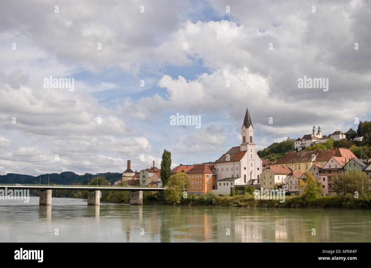 Passau Bavaria Germany Scenic view of the Inn River bank Stock Photo ...