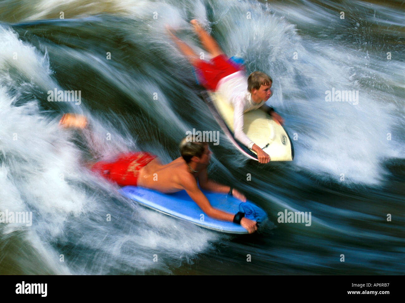 BOOGIE BOARDING ACTION Stock Photo Alamy