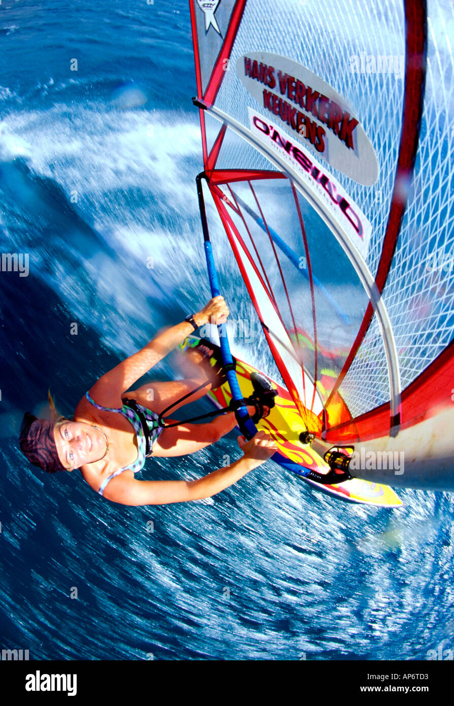 TINEKE VAN DER KNIJFF WINDSURFING IN MAUI HAWAII USA Stock Photo Alamy