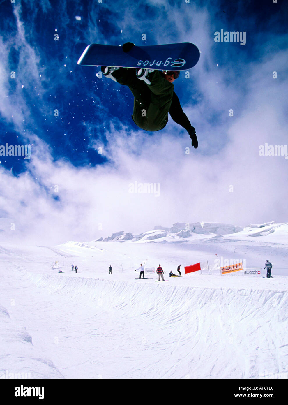 MARKU KOSKI SNOWBOARDING IN SAAS FEE ICE RIPPER Stock Photo