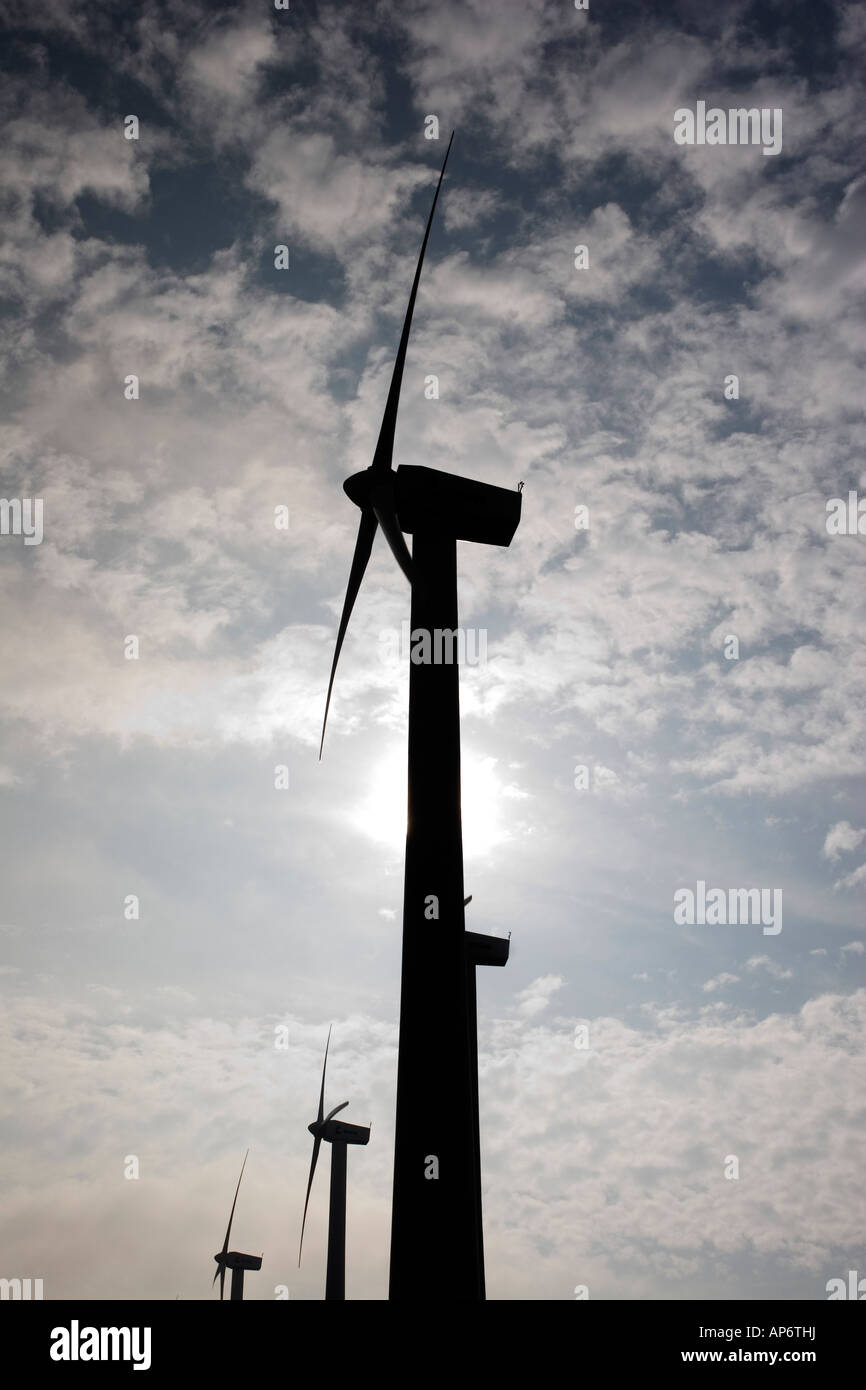 Wind Turbines, Alto de Perdon, Spain Stock Photo