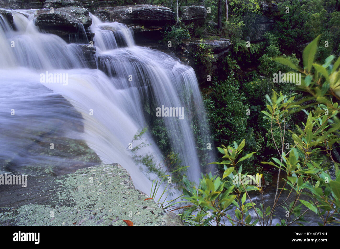 Top of a waterfall Upper National Falls Royal National Park Australia