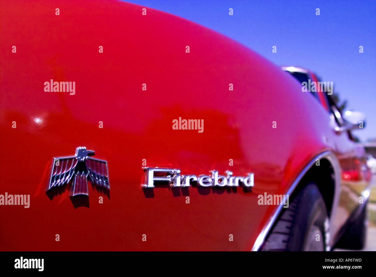 classic red firebird automobile Stock Photo