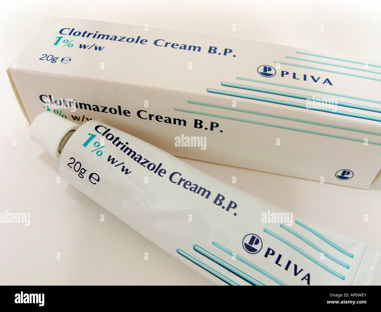 Clotrimazole cream Imidazoles used in the treatment of skin infections caused by several types of fungi Stock Photo