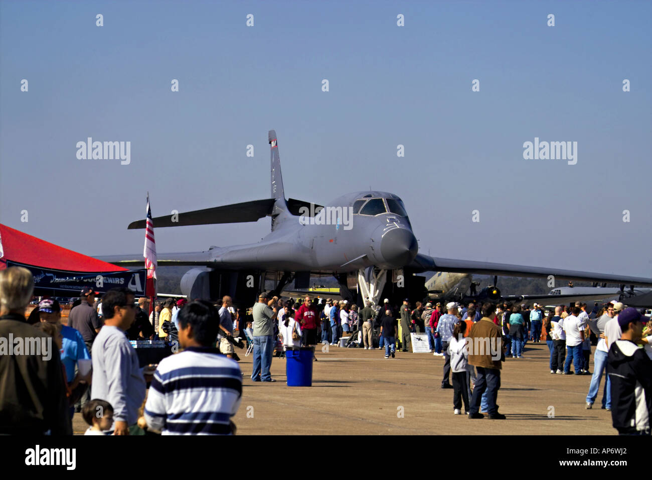 B-1B Lancer and airshow crowd Stock Photo