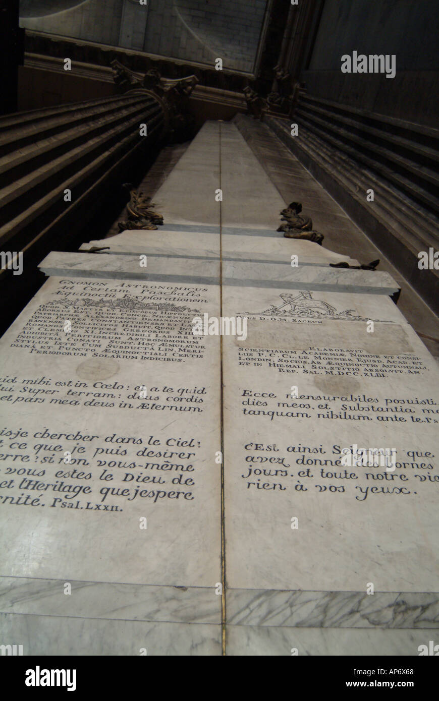Interior of St Sulpice Church in Paris France The Rose Line 75006 Stock