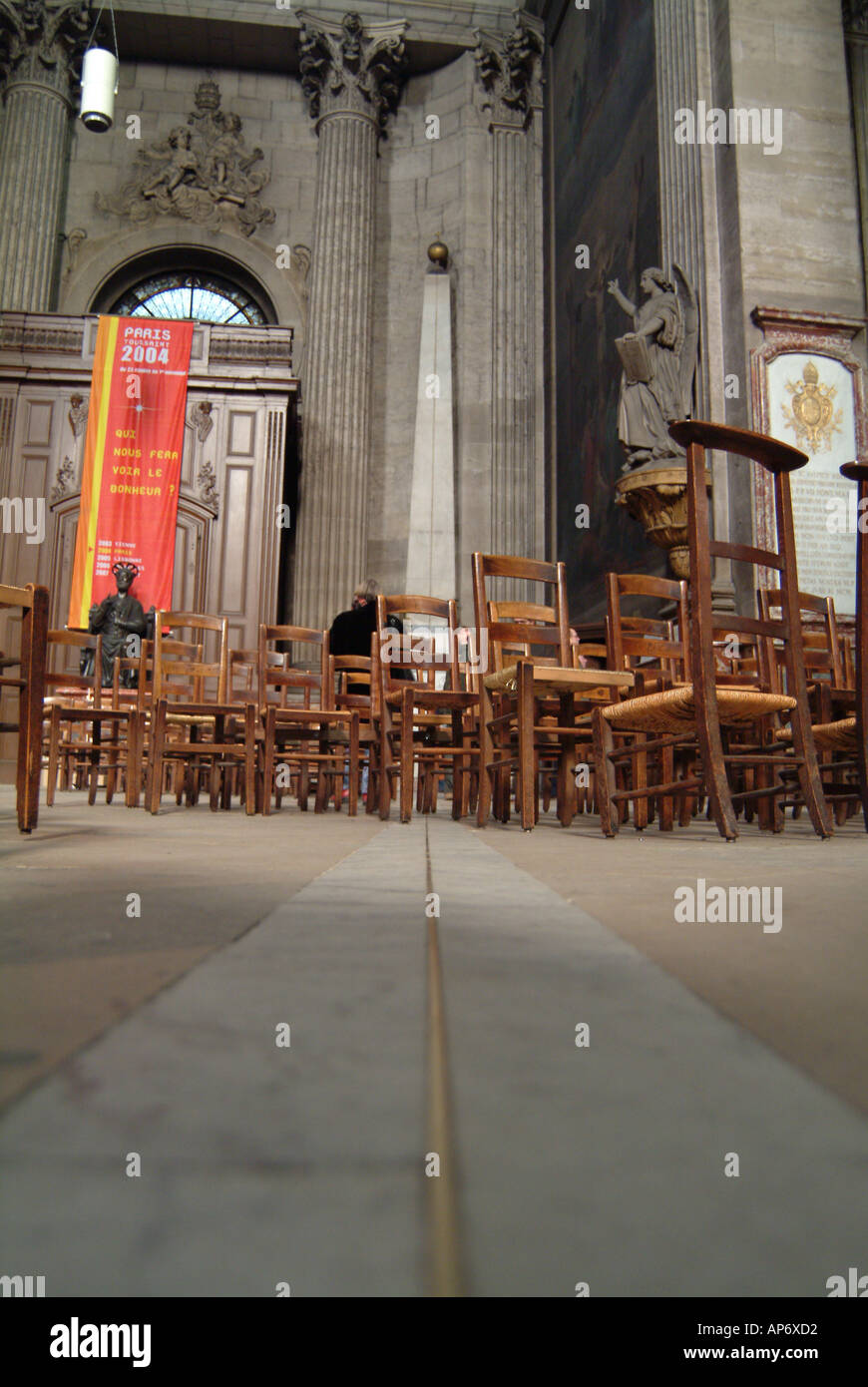 Interior of St Sulpice Church in Paris France The Rose Line 75006 Stock