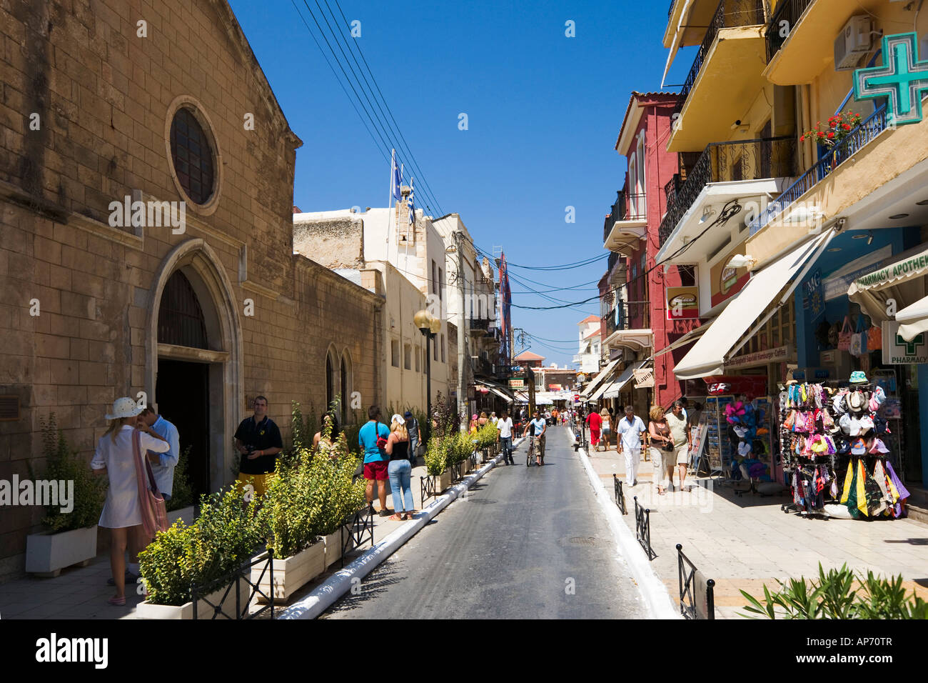 Shops in Old Town, Chania, North West Coast, Crete, Greece Stock Photo