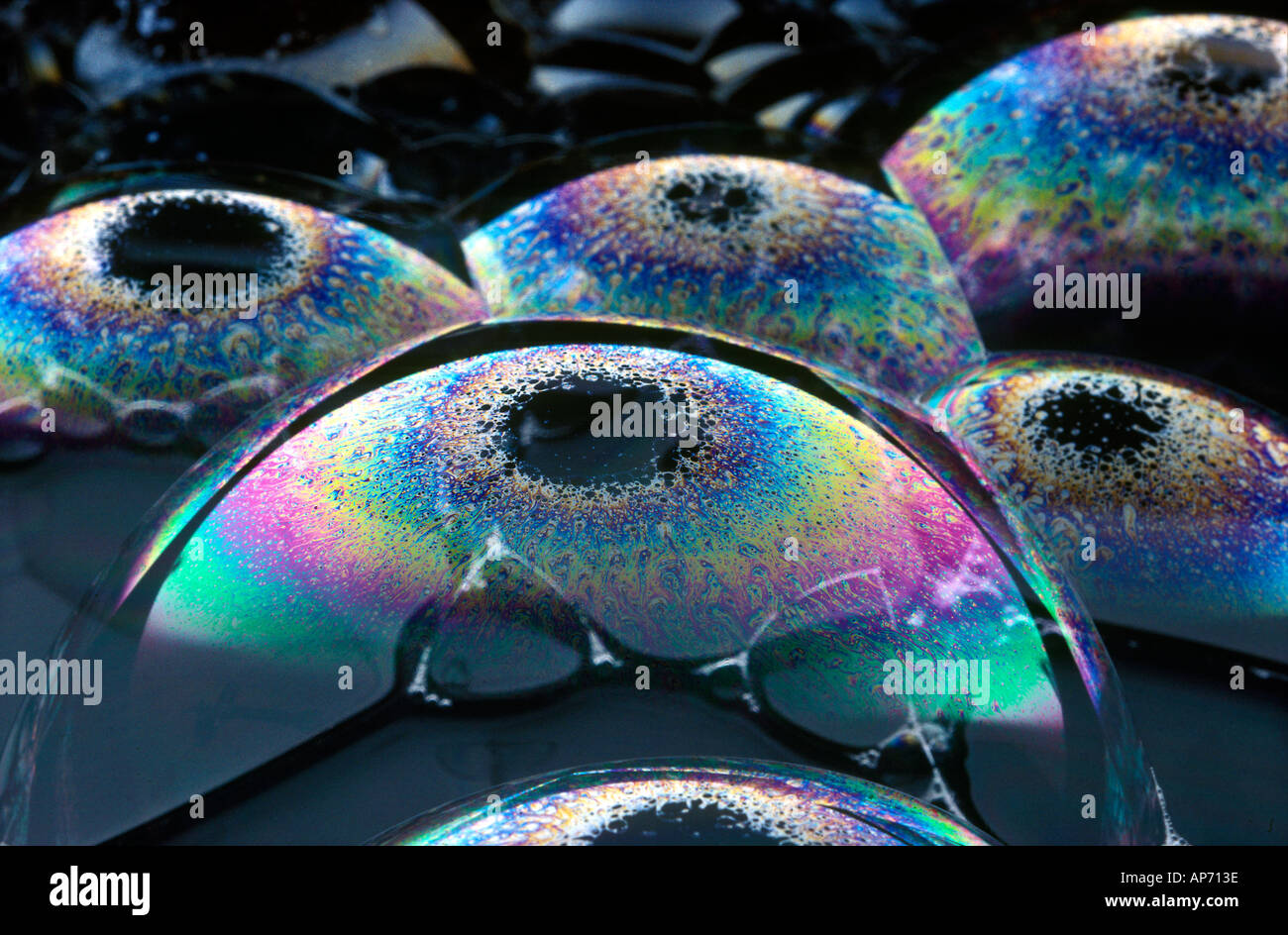 Light Diffracting on Soap Bubbles Stock Photo