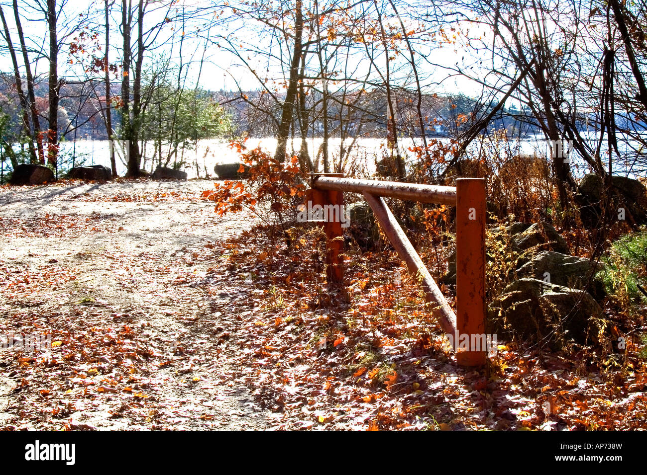 Late Fall scene by a lake in Massachusetts. Stock Photo