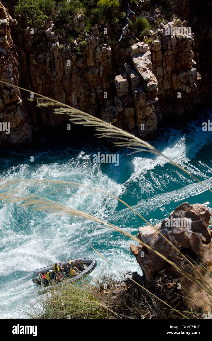 People in zodiac in the Horizontal Falls, Talbot Bay, the Kimberley ...