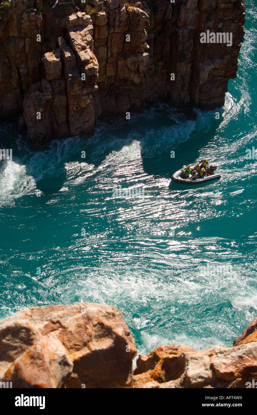 People in zodiac in the Horizontal Falls, Talbot Bay, the Kimberley ...
