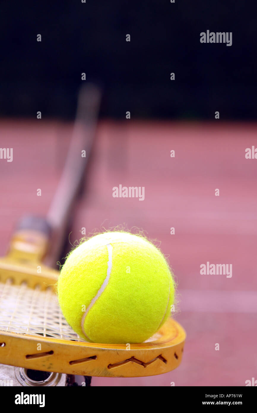 tennis ball with racket Stock Photo - Alamy