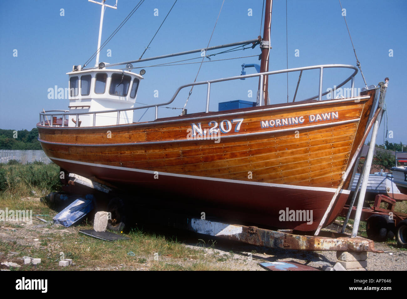 The carvel constructed wooden fishing boat Morning Dawn at ...
