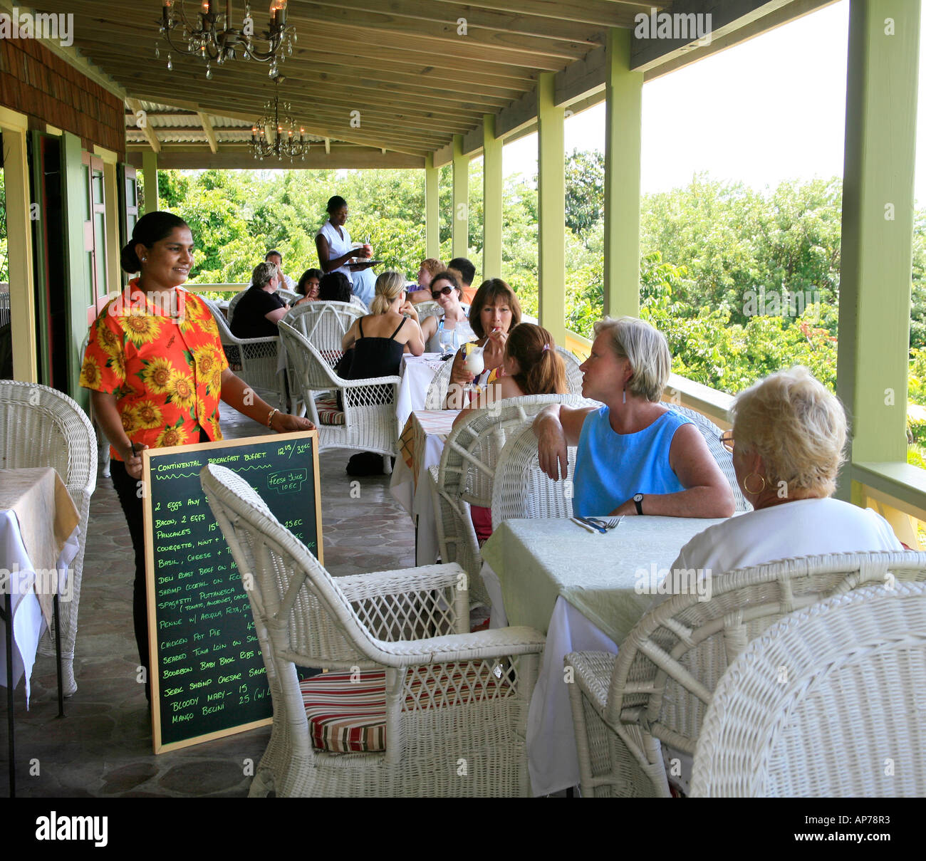 Fashionable Bananas Restaurant at Nevis in the Caribbean Stock Photo