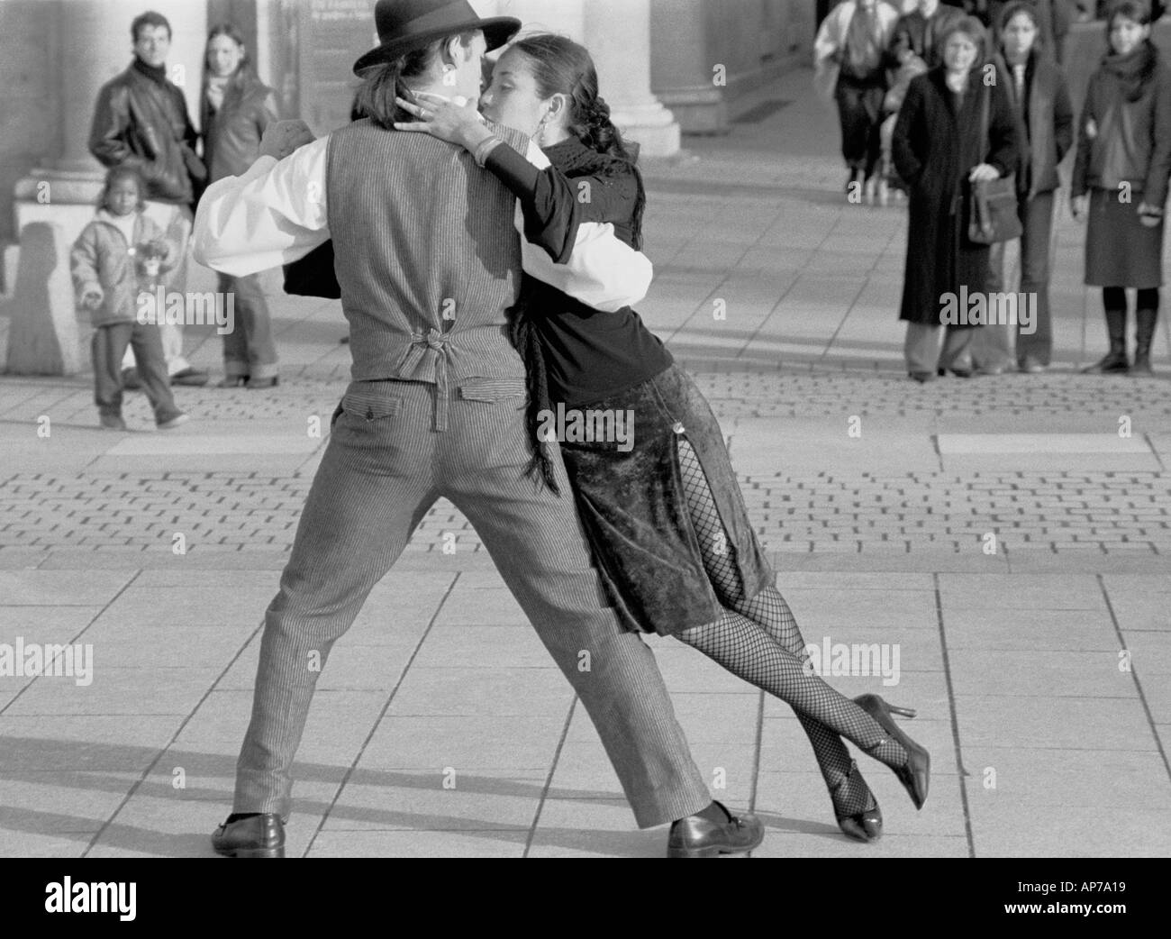 Tango Dancers in the Plaza de Oriente Square, Madrid, Spain Stock Photo
