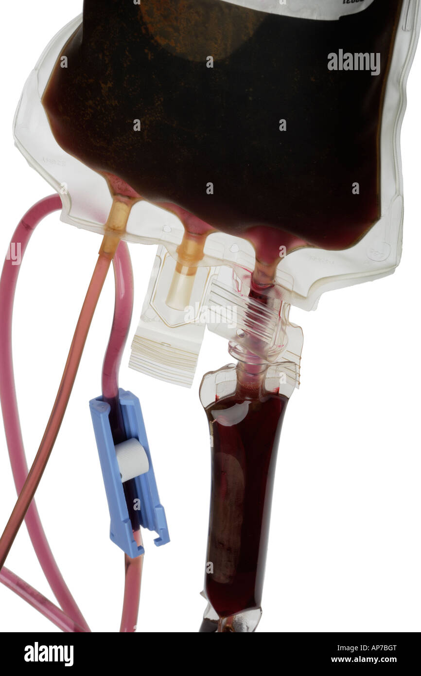 Intravenous blood bag Stock Photo