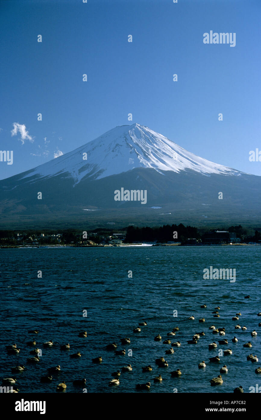 Japan Mount Fuji Lake Kawaguchi mountain landscape Stock Photo