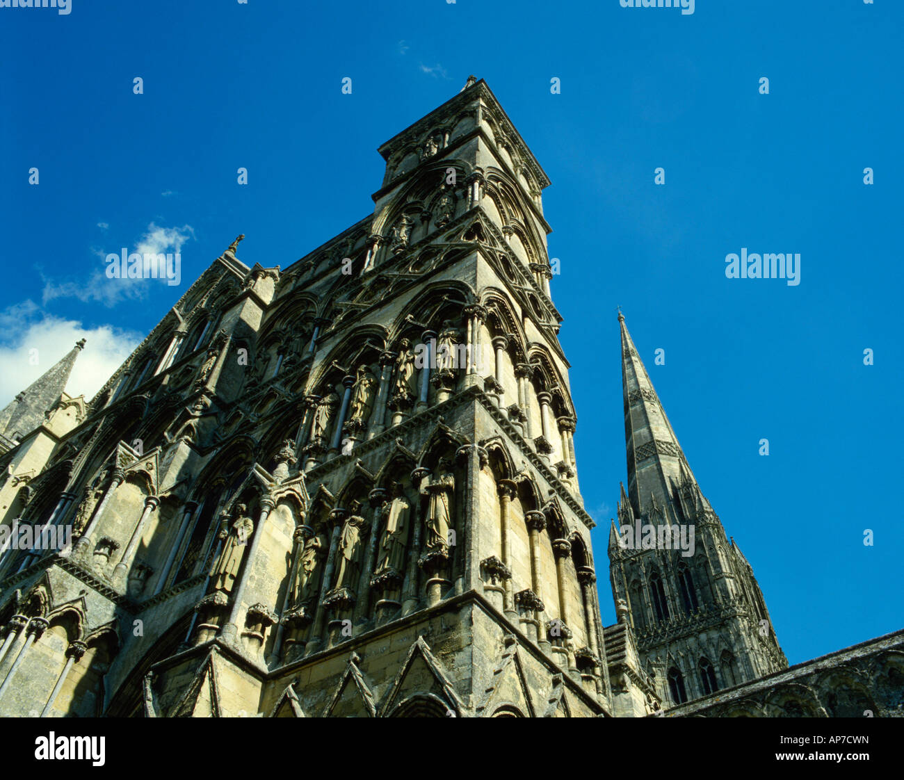 Salisbury cathedral facade, Wiltshire, UK. Stock Photo