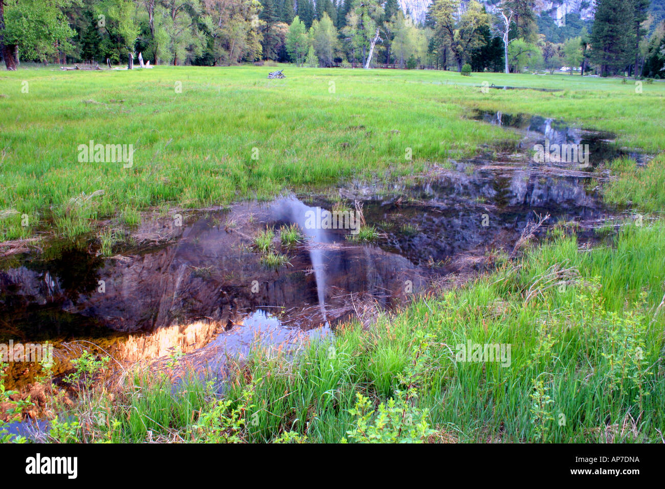 yosemite falls reflection, yosemite national park Stock Photo