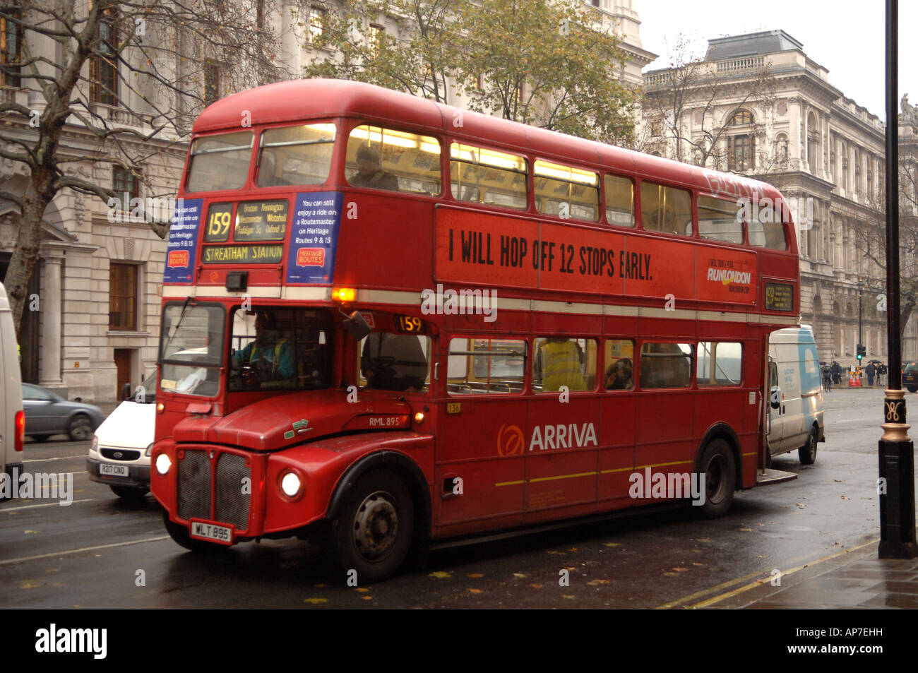 A red routemaster double decker bus London England Stock Photo - Alamy