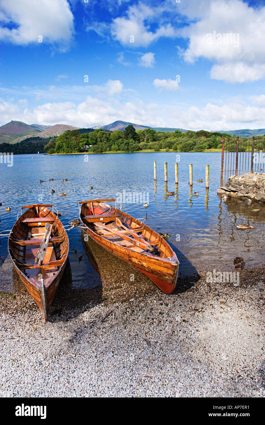 The Keswick Landing Stages Rowing Boats For Hire On A Shingle Beach