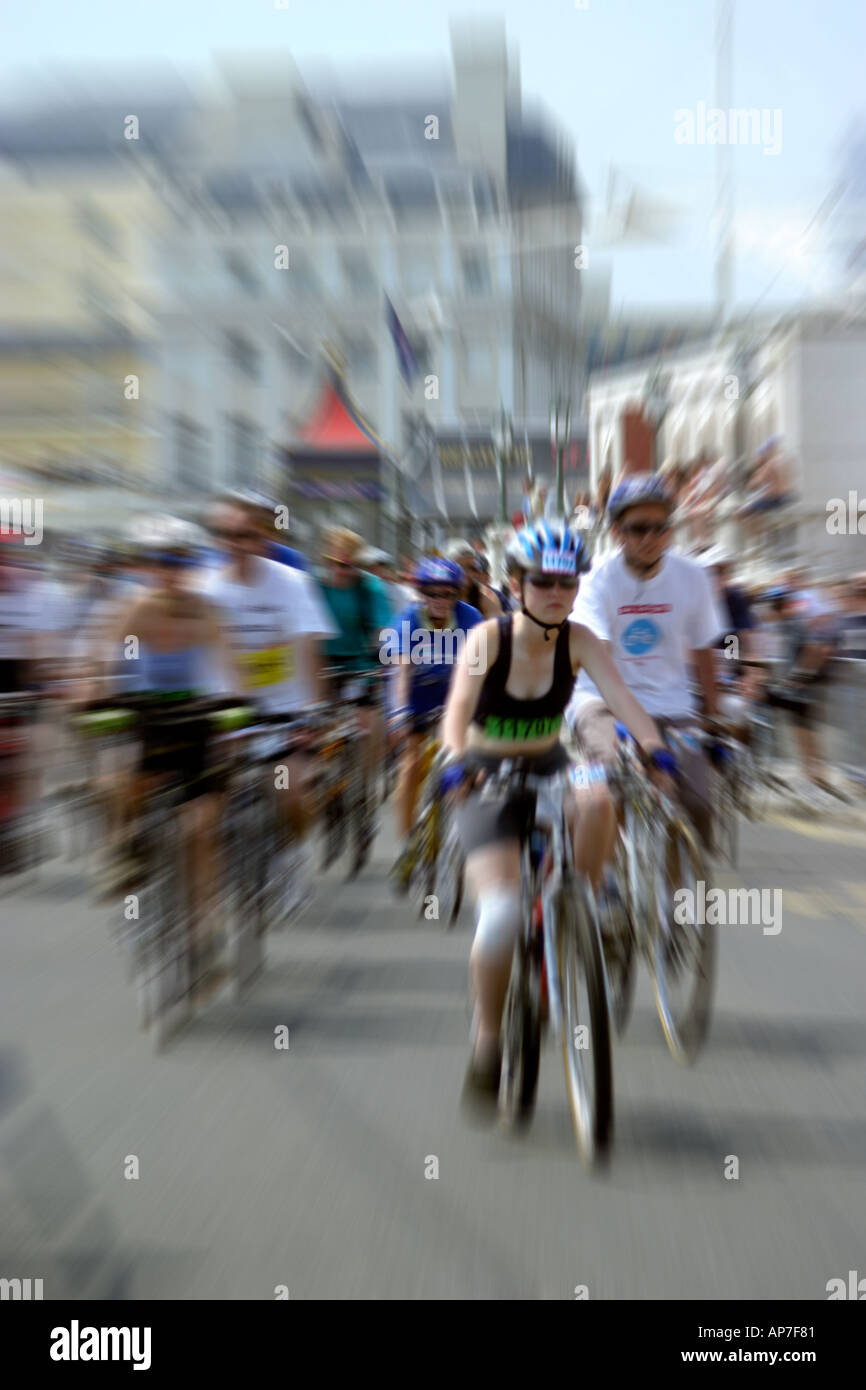 London to Brighton charity cycle race finish at Brighton seafront Stock