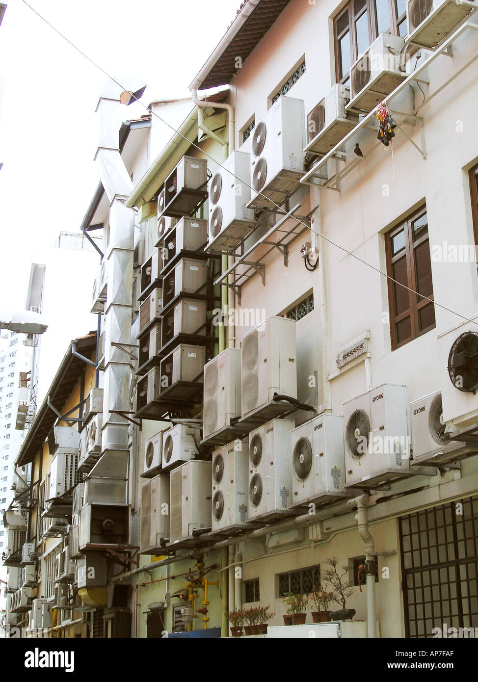 Many air conditioning units are needed to keep the bars and restaurants