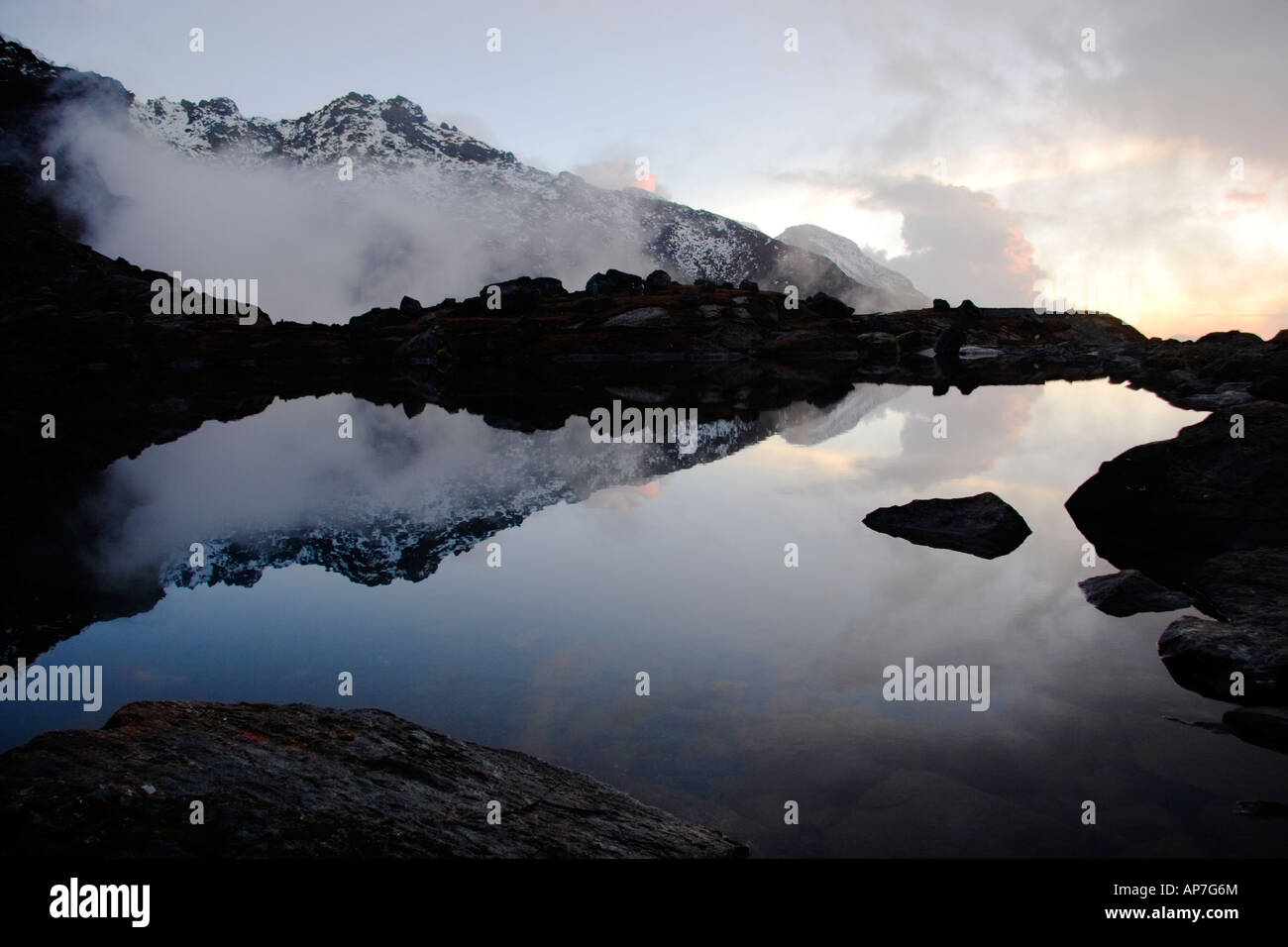 Sunset at Gosaikunda Lake Stock Photo - Alamy