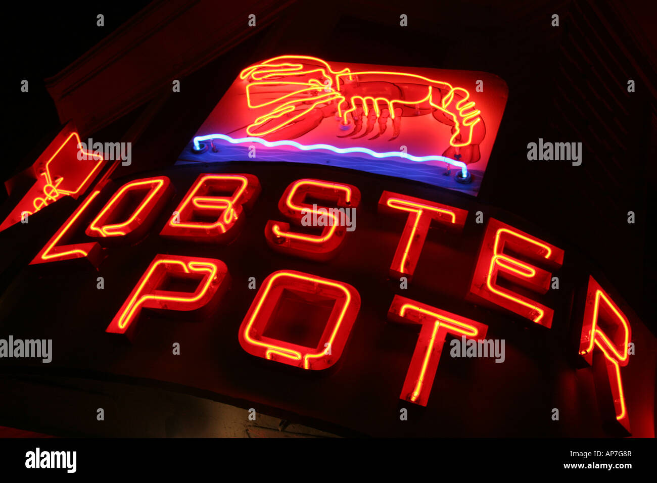 Neon sign of Lobster Pot restaurant in Provincetown Cape Cod USA Stock