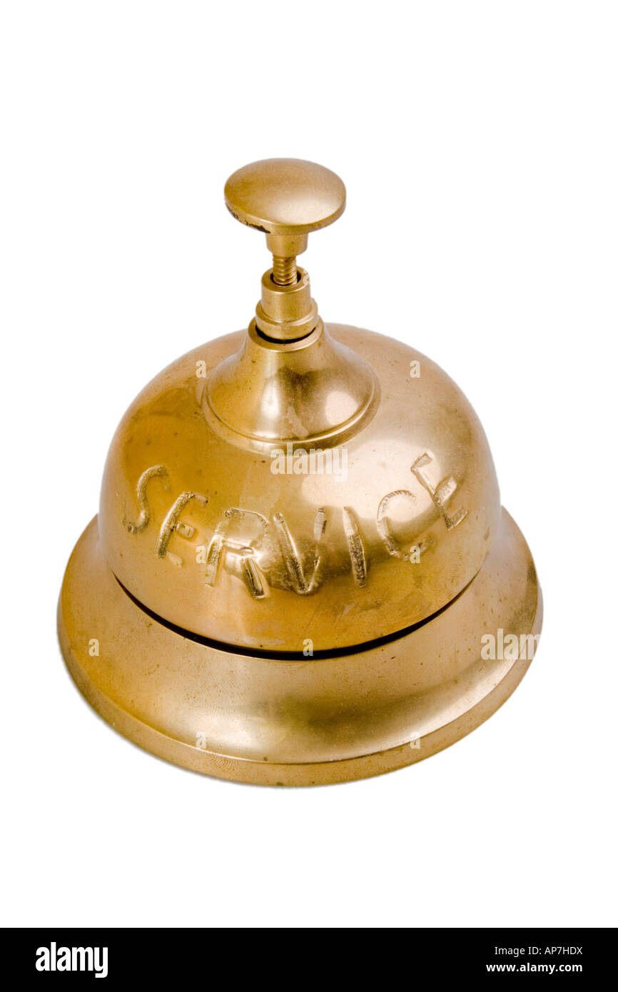 Hotel reception brass service bell Stock Photo Alamy