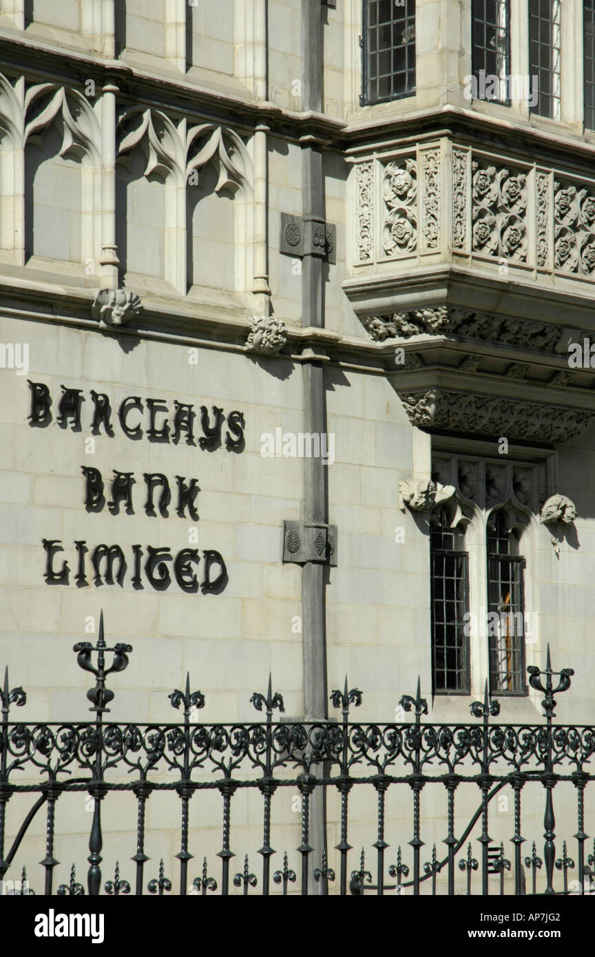 Branch of Barclays Bank in classical style building Park Lane London Stock Photo