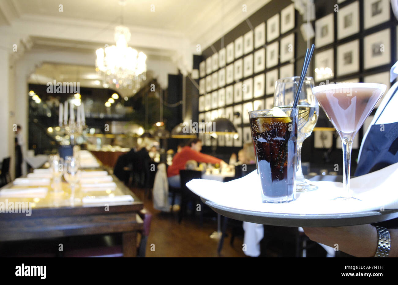 tray of drinks in bar restaurant Stock Photo Alamy
