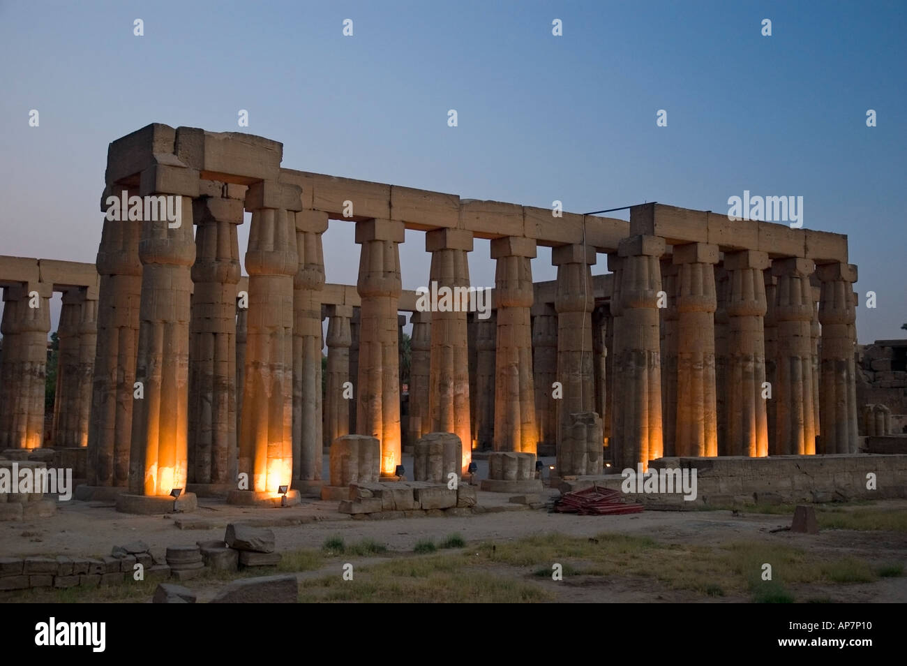 Dramatic lighting at Luxor Temple, Thebes, Upper Egypt, North Africa, Middle East. DSC 4616 Stock Photo