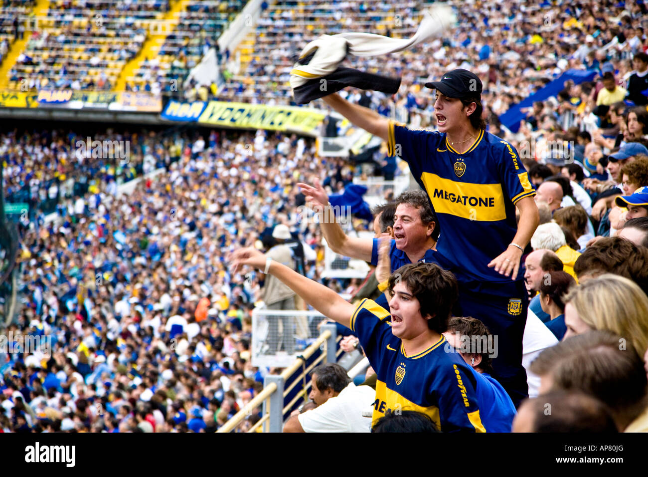 Boca Juniors wild supporters Stock Photo