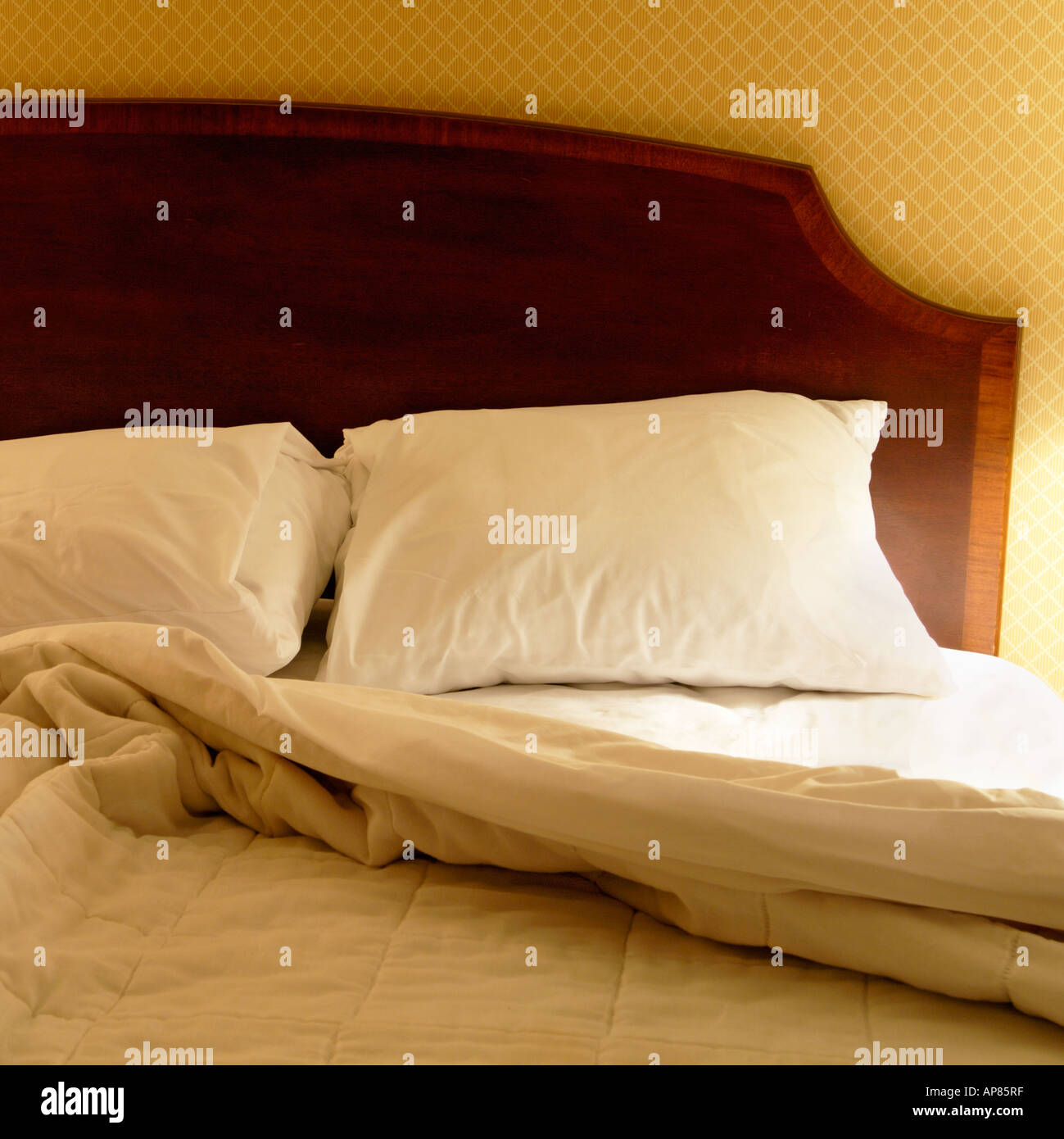 Unmade Bed With White Sheets Highres Stock Photo Getty