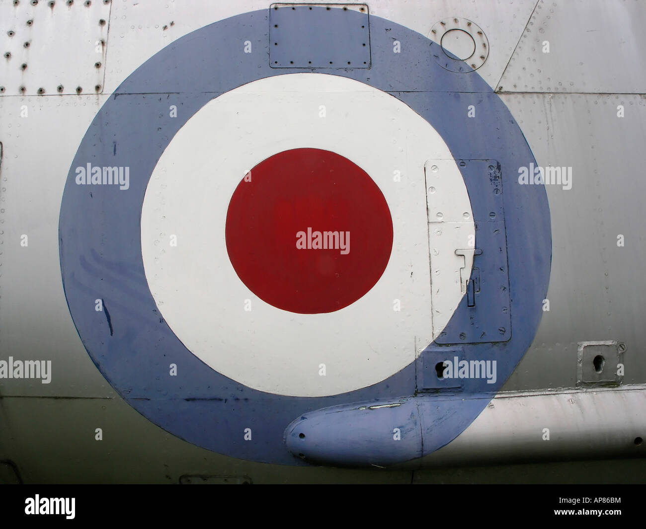 RAF roundel on a decommissioned English Electric Lightning aircraft. Dumfries and Galloway Aviation Museum Scotland UK Stock Photo