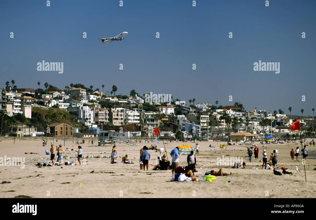 The shore along Playa del Rey in Southern California just north of LAX, Los Angeles International Airport Stock Photo