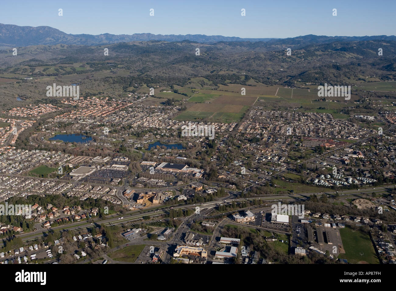 aerial view above Windsor California Sonoma county California Stock Photo